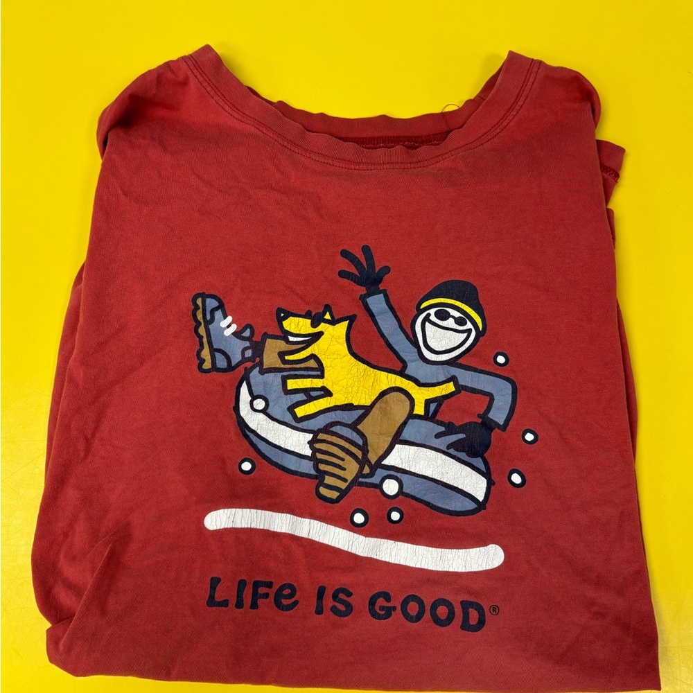 Life Is Good Red Long Sleeve Tee Design